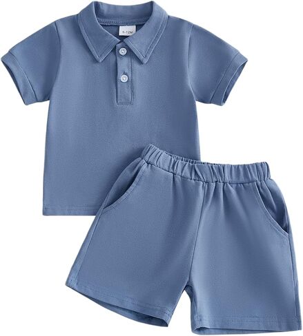 Kupretty Toddler Baby Boy Clothes 6 12 18 24 Months 2T 3T Summer Outfits Mama's Boy Collared T-Shirt Shirts + Shorts Set in Kuwait