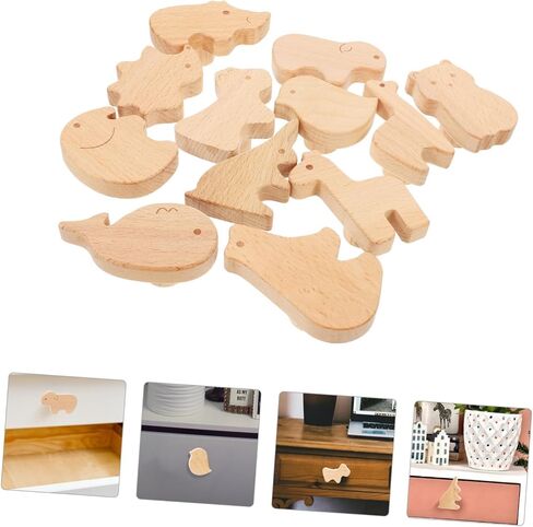 12pcs Cute Wooden Animal Drawer Knobs Adorable Cabinet Pulls for Boy Girl Rooms Nursery Furniture Easy to Install with Screws Wild Animal Shapes in Kuwait