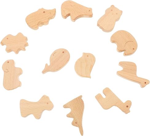 WOONEKY 12pcs Cute Animal-Shaped Wooden Drawer Pulls for Boy Girl Room Natural Wood Dresser Knobs for Nursery Adorable Animal Designs Versatile Cabinet Hardware in Kuwait
