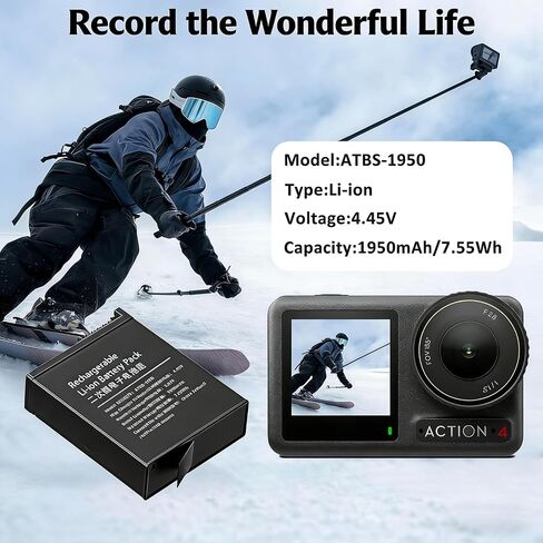 2- Pack DJI Osmo Action Extreme Battery | 1950 mAh Compatible for DJI OSMO Action 6, Action 5 Pro, Action 4, Action 3, OSMO 360 Cameras in Kuwait