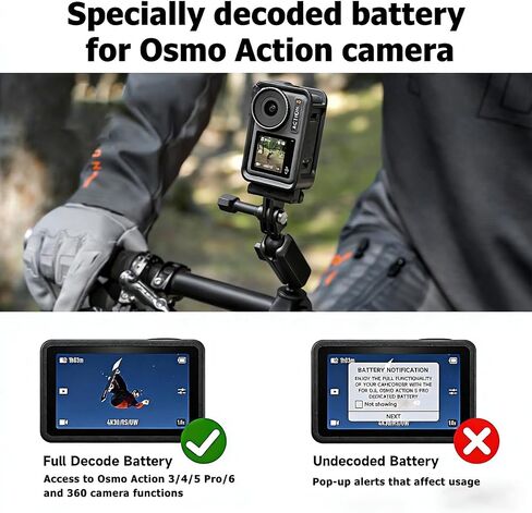 2- Pack DJI Osmo Action Extreme Battery | 1950 mAh Compatible for DJI OSMO Action 6, Action 5 Pro, Action 4, Action 3, OSMO 360 Cameras in Kuwait
