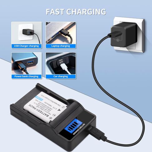 Li-40B Li-42B NP-45 NP-45A NP-45S EN-EL10 D-Li63 Li108 NP-80 KLIC-7006 Battery and Charger for Nikon Coolpix S4000 S210 S220 S230 S570 FinePix XP50 XP60 XP70 XP80 XP90 T350 T360 T400 INSTAX Mini 90 in Kuwait