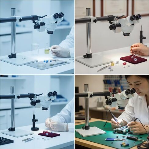 Amagogo Jewelry Inspection Device Stereo Instrument Binocular Precision with 0.5X Auxiliary Lens and Wide Field of View for Jewelry Setting Engraving in Kuwait