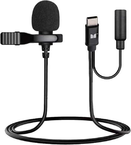 XTREME DIGITAL LIFESTYLE ACCESSORIES Monster Lavalier Clip-On Mic for Type-C USB Ports, Works with Smartphones/Cameras/Recording Devices, 3.5mm Aux Out Port, Plug and Play Installation in Kuwait