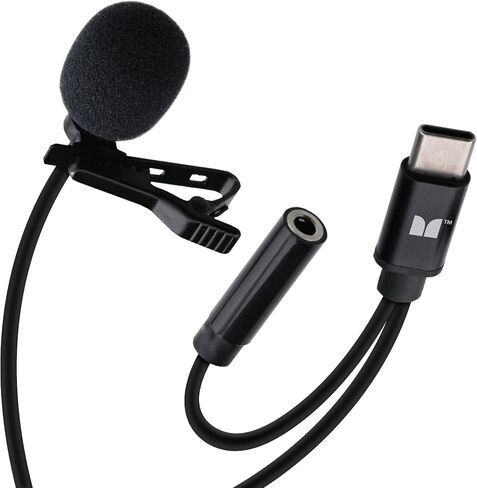 XTREME DIGITAL LIFESTYLE ACCESSORIES Monster Lavalier Clip-On Mic for Type-C USB Ports, Works with Smartphones/Cameras/Recording Devices, 3.5mm Aux Out Port, Plug and Play Installation in Kuwait