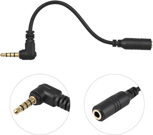 Andoer 3.5mm 3 Pole TRS Female to 4 Pole TRRS Male 90 Degree Right Angle Microphone Adapter Cable Audio Stereo Mic Converter for Smartphone in Kuwait