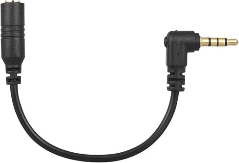 Andoer 3.5mm 3 Pole TRS Female to 4 Pole TRRS Male 90 Degree Right Angle Microphone Adapter Cable Audio Stereo Mic Converter for Smartphone in Kuwait