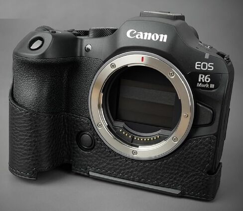 LIM'S Genuine Leather Camera Half Case & Dovetail Plate for Canon EOS R6 Mark III Case R6 III Cover [All Black] in Kuwait