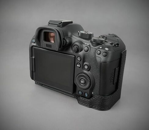 LIM'S Genuine Leather Camera Half Case & Dovetail Plate for Canon EOS R6 Mark III Case R6 III Cover [All Black] in Kuwait