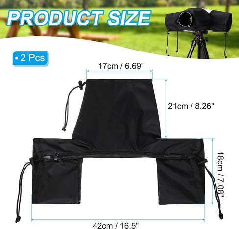 PATIKIL Camera Rain Cover, 2Pcs Waterproof Protective Covers Camera Sleeve Protector Photography Rain Gear Up to 8.5 Inch Lens for Nikon, Black in Kuwait
