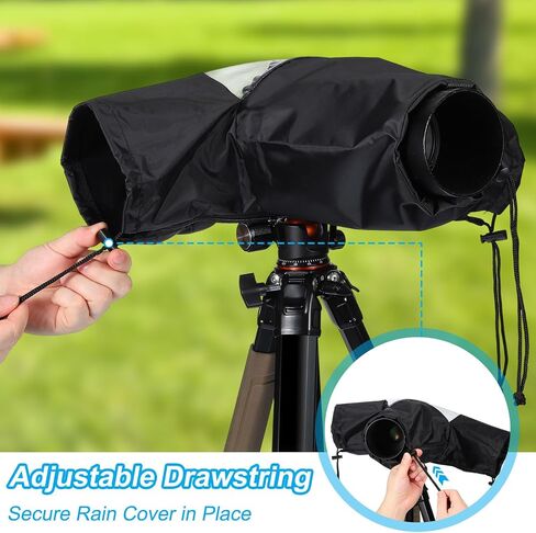 PATIKIL Camera Rain Cover, 2Pcs Waterproof Protective Covers Camera Sleeve Protector Photography Rain Gear Up to 8.5 Inch Lens for Nikon, Black in Kuwait