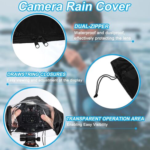 PATIKIL Camera Rain Cover, 2Pcs Waterproof Protective Covers Camera Sleeve Protector Photography Rain Gear Up to 8.5 Inch Lens for Nikon, Black in Kuwait