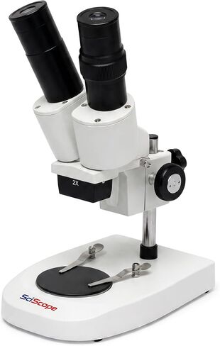 SciScope ES1 Elementary School Stereo Microscope, Binocular Microscope with 20X Magnification, WF10X Eyepieces, 2X Objective, Natural Light, 70mm Working Distance for Kids STEM Learning in Kuwait