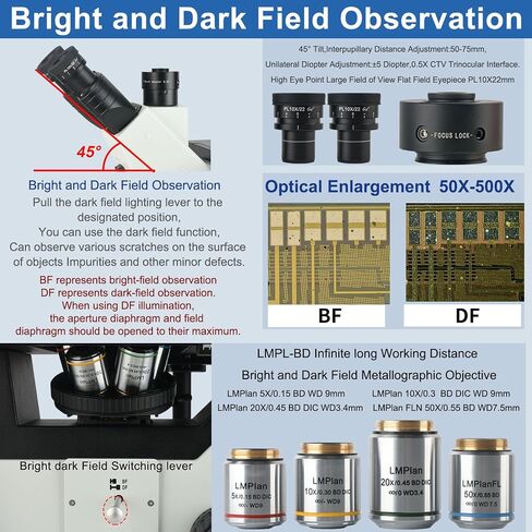 177X-1772X Inverted Bright-Field and Dark-Field Electron Metallurgical Microscope 25MP USB 3.0 Measurement Camera in Kuwait