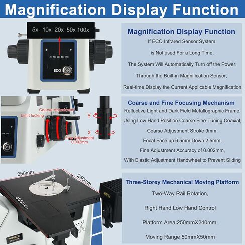 177X-1772X Inverted Bright-Field and Dark-Field Electron Metallurgical Microscope 25MP USB 3.0 Measurement Camera in Kuwait