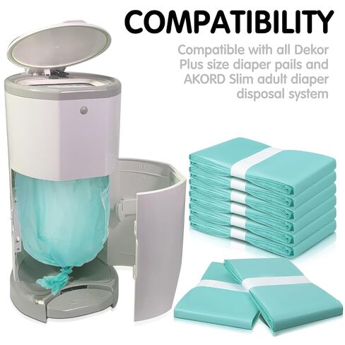 Yeaqee 12 Pack Diaper Disposal Liner Refills Compatible with Janibell Akord 280 Dekor Plus Diaper Pails Extra Thick Pail Refill Liners Adult Scented Odor Resistant Liners Holds up to 7200(Green) in Kuwait