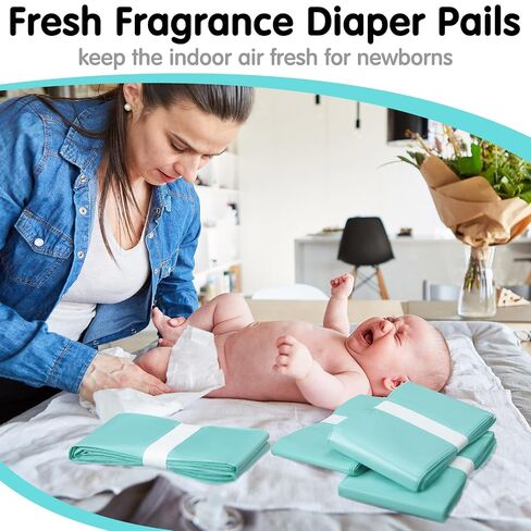 Yeaqee 12 Pack Diaper Disposal Liner Refills Compatible with Janibell Akord 280 Dekor Plus Diaper Pails Extra Thick Pail Refill Liners Adult Scented Odor Resistant Liners Holds up to 7200(Green) in Kuwait