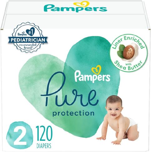 Pampers Baby Diapers - Pure Protection - Size 5, 88 Count, for up to 100% Leakproof, Premium Plant-based Skin Protection in Kuwait