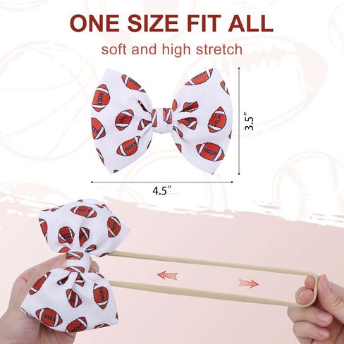 YanJie Baby Girls Hairband - Set of 4 pcs Football, Basketball, Soccer, Rugby Nylon Baby Headbands for 0-6 Months Newborn Infant Toddler - 4 Count Pack in Kuwait