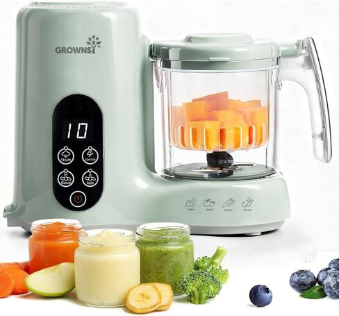 Grownsy Baby Food Maker, Steamer & Blender Baby Food Processor, White | BPA-Free Elevated Steam Basket, Healthy Homemade Baby Food Purees, Starting Solids & BLW, Baby Feeding Essentials, 6+ Months in Kuwait