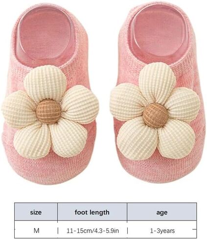 4 pairs Baby Girls Socks Flower Sock Non-Slip Grips for Babies Toddler Princess Low Cut Ankle Socks for Newborns Spring Autumn Breathable Thin Kid in Kuwait