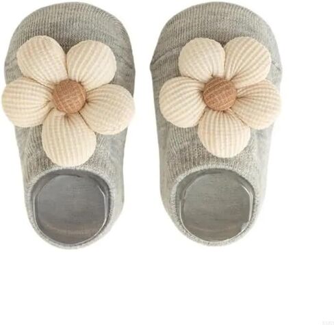 4 pairs Baby Girls Socks Flower Sock Non-Slip Grips for Babies Toddler Princess Low Cut Ankle Socks for Newborns Spring Autumn Breathable Thin Kid in Kuwait