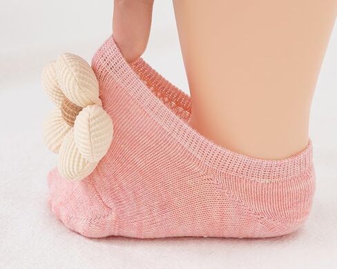 4 pairs Baby Girls Socks Flower Sock Non-Slip Grips for Babies Toddler Princess Low Cut Ankle Socks for Newborns Spring Autumn Breathable Thin Kid in Kuwait
