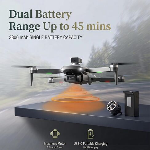 8K Drone with Camera for Adults, Obstacle Avoidance Drone with HD Screen Controller, Under 249g Foldable GPS Quadcopter, 45 Min Flight Dual Batteries, 1200m Range, Follow Me One Key Return for Beginners in Kuwait
