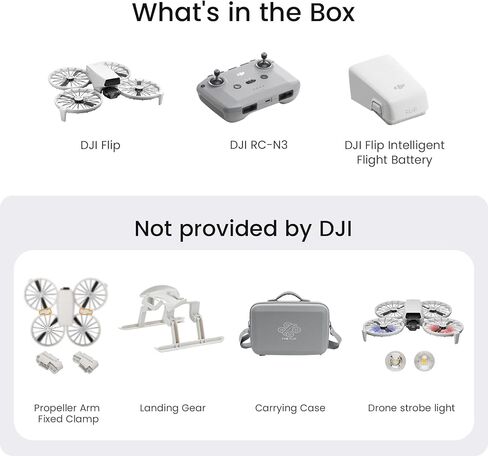 DJI Flip (RC-N3) Bundle, Drone With 4K UHD Camera for Adults, Under 249 g, 3-Axis Gimbal Stabilization, Propeller Arm Fixed Clamp,Landing Gear,Carrying Case,Drone Strobe Light in Kuwait
