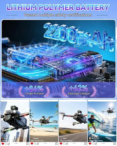 3.0 Upgraded GPS Drone with canera EIS 6K for Adults【5 Inch Full Touchscreen Controller】【 60 Min Long Flight Time】2 Batteries,10KM Video Transmission,Smart Auto Return,Under 249g in Kuwait