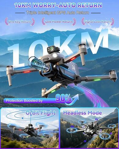 3.0 Upgraded GPS Drone with canera EIS 6K for Adults【5 Inch Full Touchscreen Controller】【 60 Min Long Flight Time】2 Batteries,10KM Video Transmission,Smart Auto Return,Under 249g in Kuwait