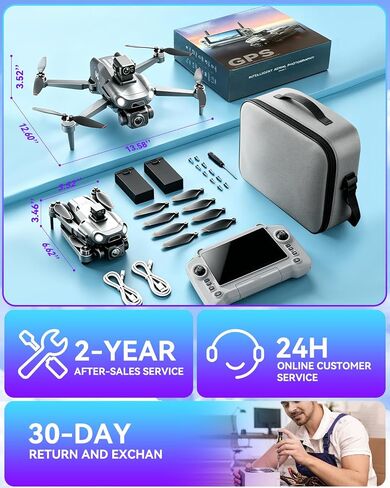 3.0 Upgraded GPS Drone with canera EIS 6K for Adults【5 Inch Full Touchscreen Controller】【 60 Min Long Flight Time】2 Batteries,10KM Video Transmission,Smart Auto Return,Under 249g in Kuwait