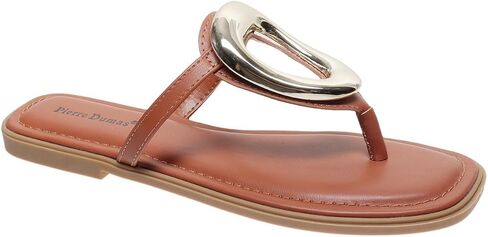 Pierre Dumas Womens Empress-56 Metallic Ornament Flat Thong Sandals in Kuwait