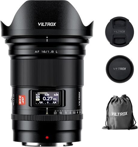 VILTROX AF 16mm F1.8 F/1.8 L Full Frame Autofocus Wide Angle Lens for L-Mount Cameras SL SL2 SL2-S SL3 S1 S1R S1H S5 S5M2 S5M2X FP FPL in Kuwait