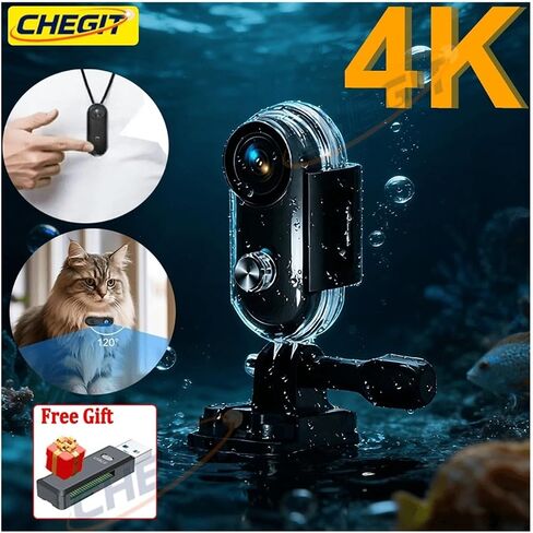 4K Magnetic Pocket POV Camera, Wireless WiFi Waterproof Body Recorder for Helmet Bicycle Outdoor Sports Vlog in Kuwait