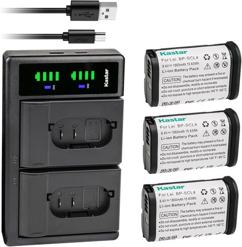 Kastar 3-Pack Battery and LTD2 Dual USB Charger, Compatible with Leica BP-SCL6 & BP-SCL4 Batteries, LC-SCL6/LC-SCL4 Chargers, and Leica S, Q2, SL2, SL2-S, Q3 Monochrom, SL3, SL3-S, Typ 601 Cameras in Kuwait