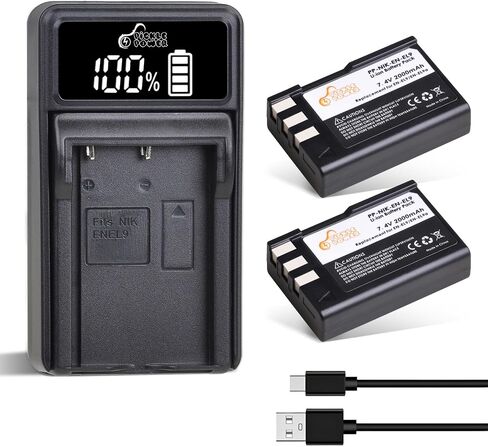 Pickle Power EN-EL9 EN EL9a Battery 2-Pack and LED USB Charger for Nikon D40, D40x, D60, D3000, D5000 Digital SLR Cameras in Kuwait