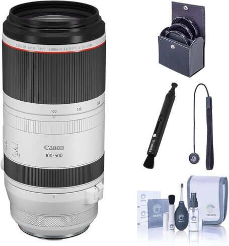 Canon RF 100-500mm f/4.5-7.1 L is USM Lens, Bundle with 77mm Filter Kit, Cap Tether, Lenspen and Cleaning Kit in Kuwait