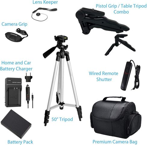Commander Optics Premium DSLR Camera Accessory Bundle with 58MM Filters, Lenses, 32GB Sandisk SD Card and more for Canon Rebel T6, T7, T3, T5, T100, 2000D and EOS 4000D 58MM Lens Kit LP-E10 Battery in Kuwait