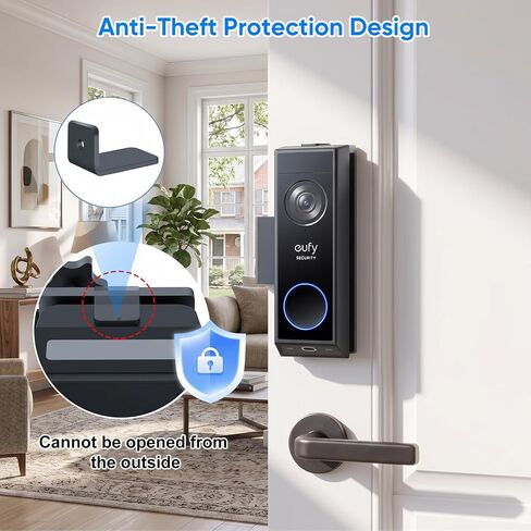 Anti-Theft Doorbell Mount for Eufy Doorbell E340/C30/C31, No-Drill Adjustable Mounting Bracket for Eufy Doorbell Camera E340, Fully Metal Video Door Camera Mount for Home Apartment Rentals Room in Kuwait