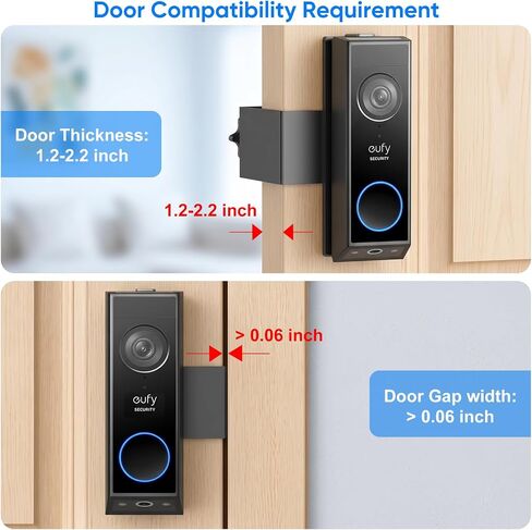 Anti-Theft Doorbell Mount for Eufy Doorbell E340/C30/C31, No-Drill Adjustable Mounting Bracket for Eufy Doorbell Camera E340, Fully Metal Video Door Camera Mount for Home Apartment Rentals Room in Kuwait