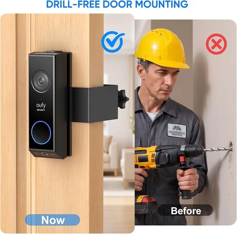 Anti-Theft Doorbell Mount for Eufy Doorbell E340/C30/C31, No-Drill Adjustable Mounting Bracket for Eufy Doorbell Camera E340, Fully Metal Video Door Camera Mount for Home Apartment Rentals Room in Kuwait