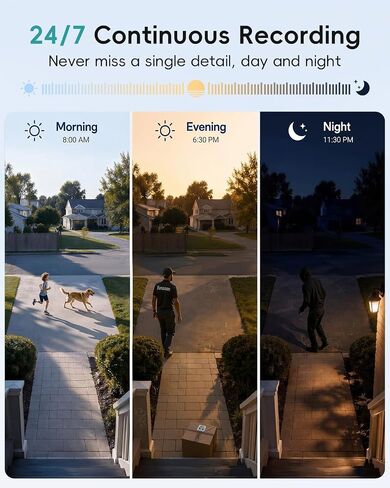 ZUMIMALL 24/7 Recording Solar Security Cameras Wireless Outdoor, 2 Packs | 2.4GHz WiFi, 9W Solar Panel, 2K Color Night Vision, 360° Auto Tracking, AOV Tech, Free AI Human/Vehicle Detection in Kuwait