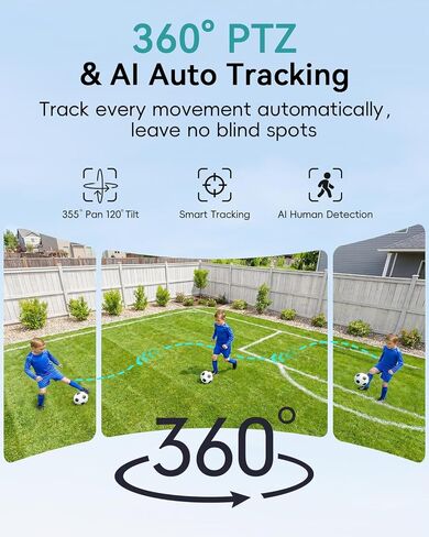 ZUMIMALL 24/7 Recording Solar Security Cameras Wireless Outdoor, 2 Packs | 2.4GHz WiFi, 9W Solar Panel, 2K Color Night Vision, 360° Auto Tracking, AOV Tech, Free AI Human/Vehicle Detection in Kuwait