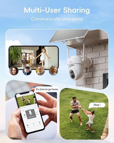 ZUMIMALL 24/7 Recording Solar Security Cameras Wireless Outdoor, 2 Packs | 2.4GHz WiFi, 9W Solar Panel, 2K Color Night Vision, 360° Auto Tracking, AOV Tech, Free AI Human/Vehicle Detection in Kuwait