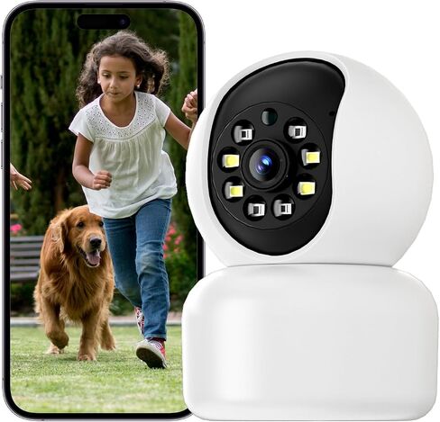 Hawkray 360° 2K 3MP Security Camera Indoor,2.4/5GHz WiFi Smart Motion Alert with AI & 911 Connect,Color Night Vision,355° Pan 60° Tilt,Two-Way Talk in Kuwait