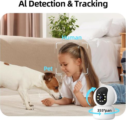 Hawkray 360° 2K 3MP Security Camera Indoor,2.4/5GHz WiFi Smart Motion Alert with AI & 911 Connect,Color Night Vision,355° Pan 60° Tilt,Two-Way Talk in Kuwait