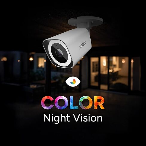 Lorex Connect (New App) | V3 4K Add-On IP PoE Bullet Camera to V-Series NVR | White | Cables Not Included | AI Detections | Color Night Vision | Deterrence Lights & Siren | 2-Way Talk | IP67 Weatherproof in Kuwait