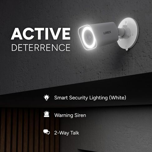 Lorex Connect (New App) | V3 4K Add-On IP PoE Bullet Camera to V-Series NVR | White | Cables Not Included | AI Detections | Color Night Vision | Deterrence Lights & Siren | 2-Way Talk | IP67 Weatherproof in Kuwait
