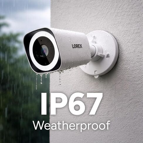 Lorex Connect (New App) | V3 4K Add-On IP PoE Bullet Camera to V-Series NVR | White | Cables Not Included | AI Detections | Color Night Vision | Deterrence Lights & Siren | 2-Way Talk | IP67 Weatherproof in Kuwait